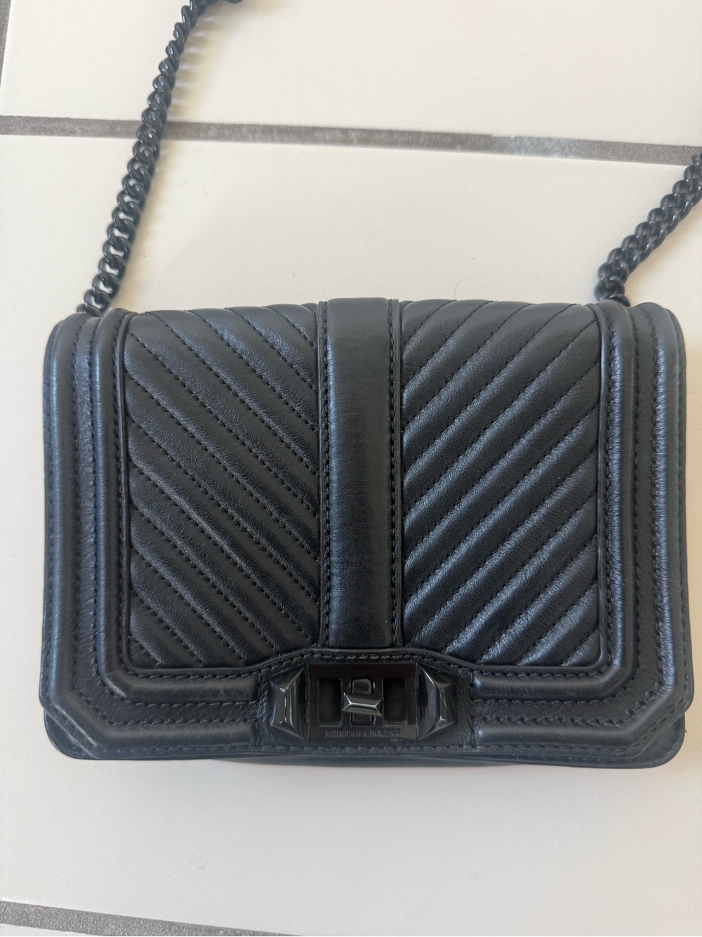 Rebecca Minkoff Black Quilted Leather Chevron Crossbody